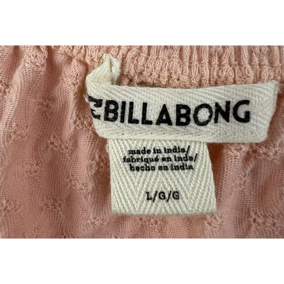 Billabong Top L Crop Puff Sleeve Off Shoulder Ruffle Blouse Boho Beach Stretch - Picture 3 of 6